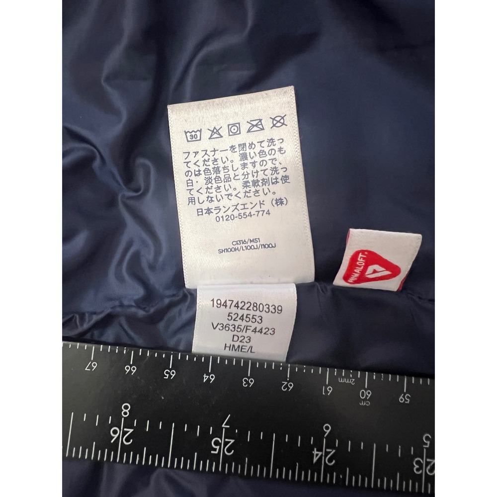 Lands End Kids Navy Blue Primaloft‎ Packable Puffer Jacket Hooded Large 10-12 - Picture 4 of 7